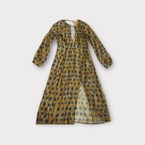 Dance & Marvel Blue Tan Bishop Sleeve Sundress